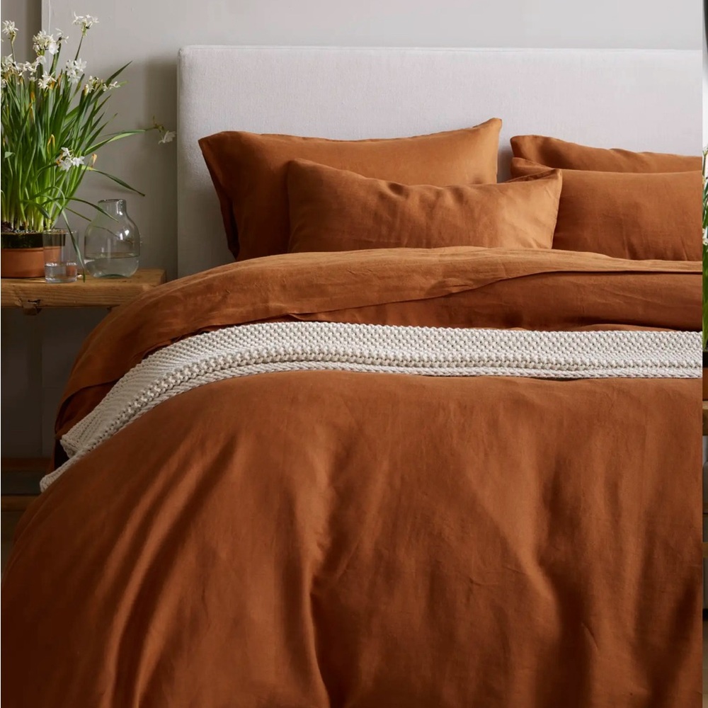 Quince terracotta linen duvet set, king size
